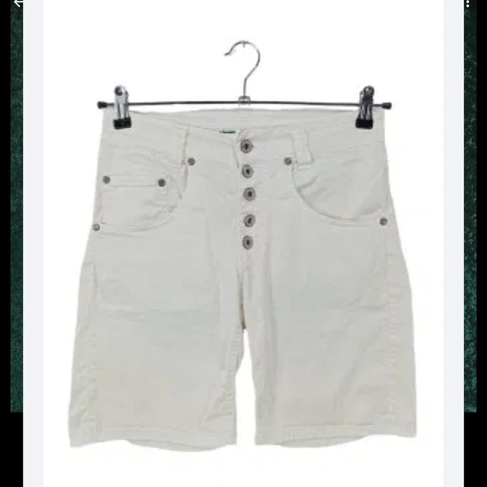 please‎ Women's Cream Button-Front Jean Shorts